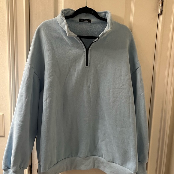 Trendy Queen Tops - Light Blue Half-Zip Unisex Sweater